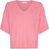MSCH Copenhagen Mscheslina Rachelle 2/4 V Neck Pullover T-shirts & T-shirts Femme - Chemise - Rose - Taille M/L