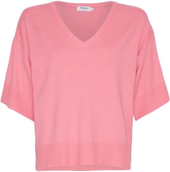 MSCH Copenhagen Mscheslina Rachelle 2/4 V Neck Pullover T-shirts & T-shirts Femme - Chemise - Rose - Taille M/L