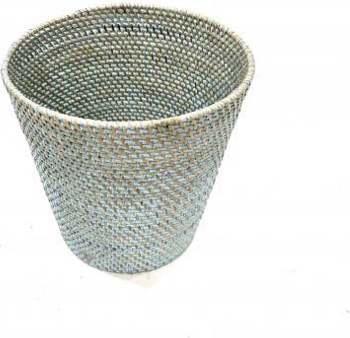 Garbage basket rattan turqouise