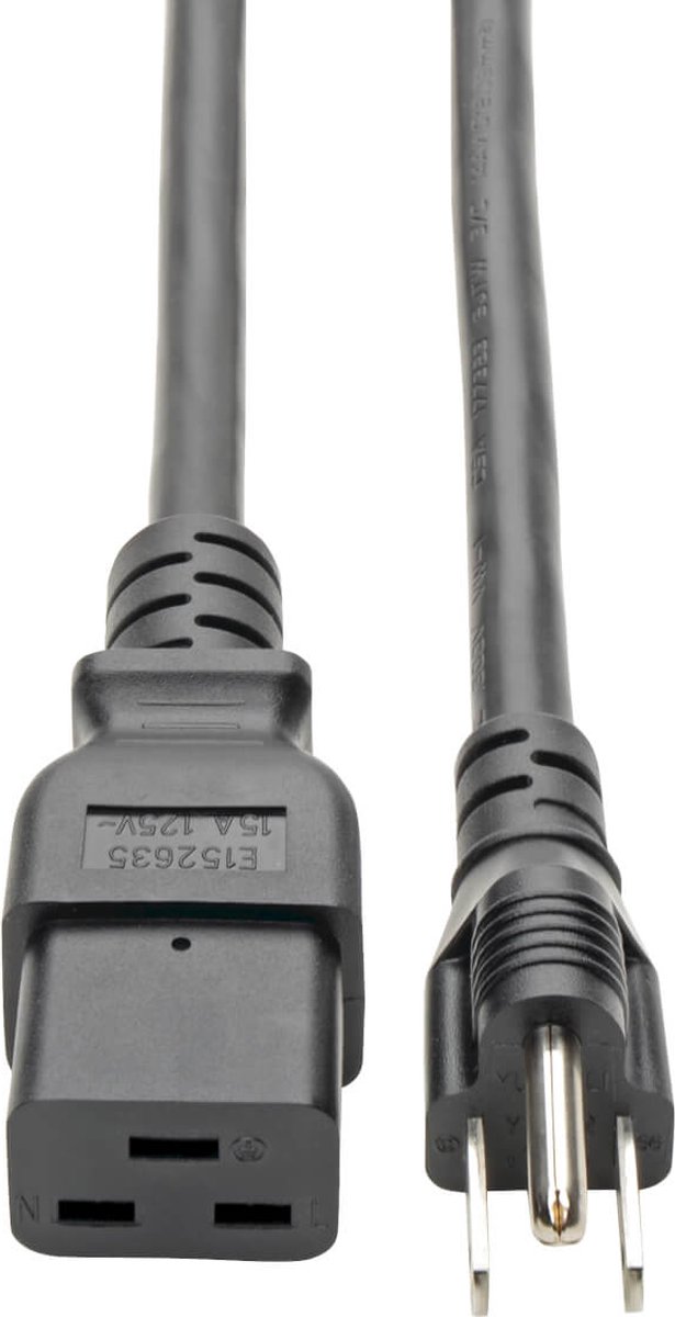 Tripp Lite IEC-320-C19 - NEMA 5-15P, 10ft. 3.05m C19 coupler NEMA 5-15P Zwart