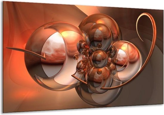 Schilderij Op Canvas Abstract - Bruin, Goud - 120x70cm 1Luik - Foto Op Canvas - GroepArt 6000+ Schilderijen 0p Canvas Art Collectie - Wanddecoratie - Woonkamer - Slaapkamer - Canvas Print