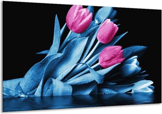 Peinture sur toile Tulipe | Violet, bleu, noir | 120x70cm 1Hatch