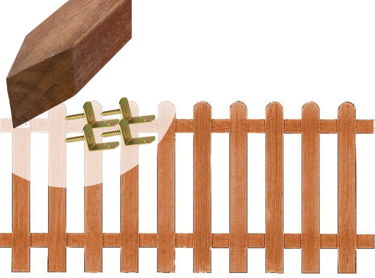 Tuinhek set hardhout Bankirai Classic recht 10L ribbel (5,64 mtr)