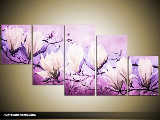 Peinture acrylique Magnolia | Violet | 150x70cm 5Liège peint à la main