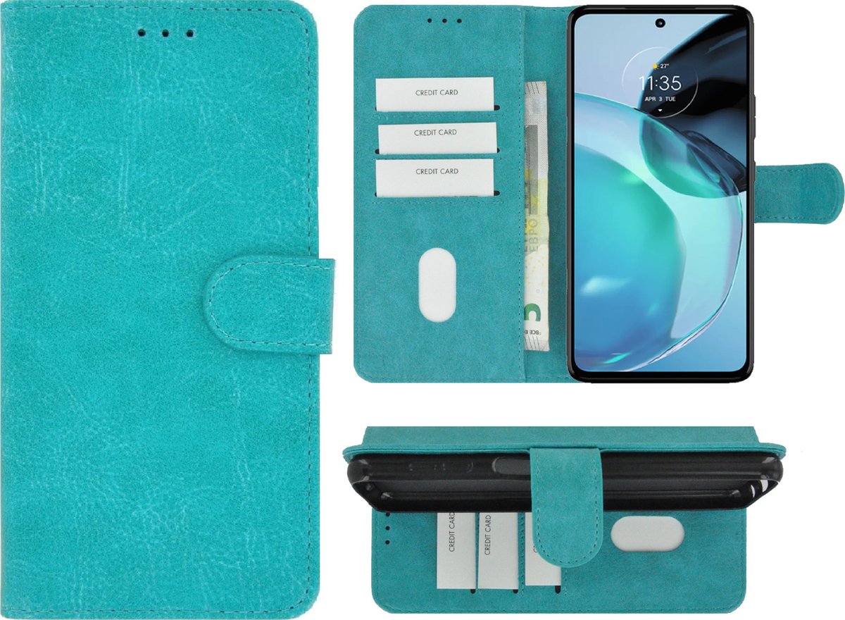Pearlycase hoesje Geschikt voor Motorola Moto G73 - Kunstleer Book Case - Turquoise