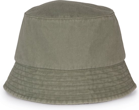 Biologische vintage wash bucket hat unisex Organic Khaki L/XL