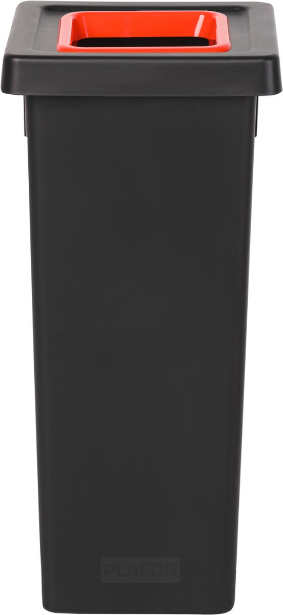 Goedkoopste Plafor Fit Bin, Prullenbak voor afvalscheiding - 53L – Zwart/Rood- met 5 gratis stickers – recycle – afvalbak - vuilnisbak – afvalemmer – afvalscheiding – vuilnisemmer – sorteerafvalemmer – recycling – hygiënisch - kantoor - keuken