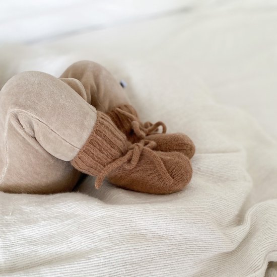 Merino wol sloffen – Bruin - baby sloffen - newborn sokken
