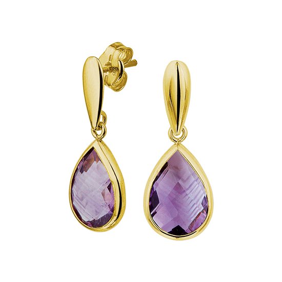 Geelgouden Oorhangers amethyst 4017176