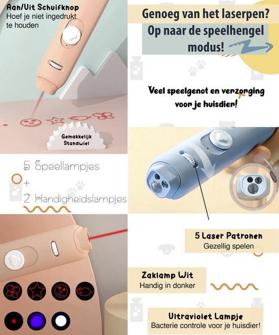 Laserpen USB Oplaadbaar 2in1 Kattenspeeltjes Kattenhengel 7