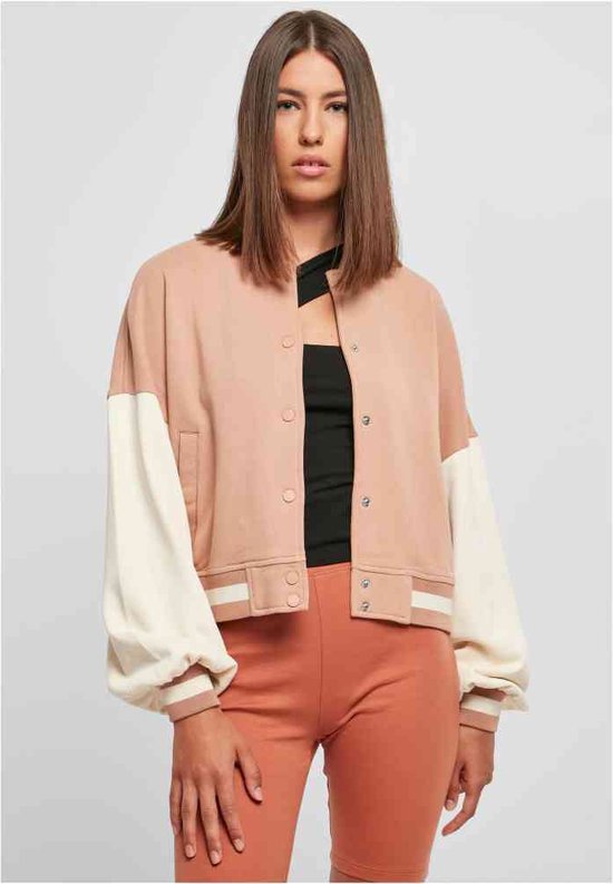 Urban Classics - Oversized 2 tone College jacket - 3XL - Roze/Creme
