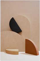 Poster Glanzend – Groepje Abstracte Vormen in Beige en Bruine Tinten - 80x120 cm Foto op Posterpapier met Glanzende Afwerking
