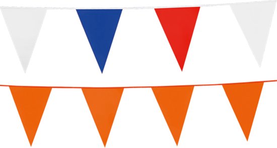 Vlaggenlijn Rood/Wit/Blauw + Oranje 10m - Koningsdag Nederland Rood Wit
