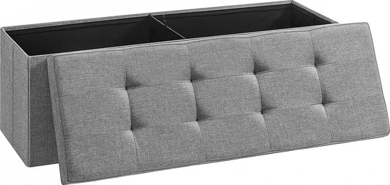 MIra Home Zitkist Opbergkist Grijs Bewerkt hout Polyurethaan 38 x 110 x 38 cm
