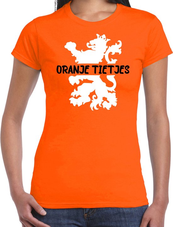 Bellatio Decorations oranje Koningsdag t-shirt - oranje tietjes - dames XS