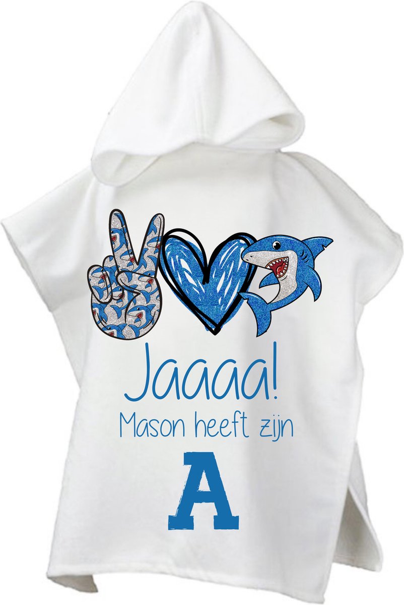 Strandponcho met naam kind-zwemdiploma A-jongens-cadeau afzwemmen-poncho handdoek voor kinderen met capuchon-zwemponcho-badcape