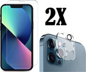 4 PACK (2+2) - Geschikt voor iPhone 13 Pro Max - 2X Camera lens protector + 2X Screen protector - Beschermglas - Glasplaatje - Tempered glass