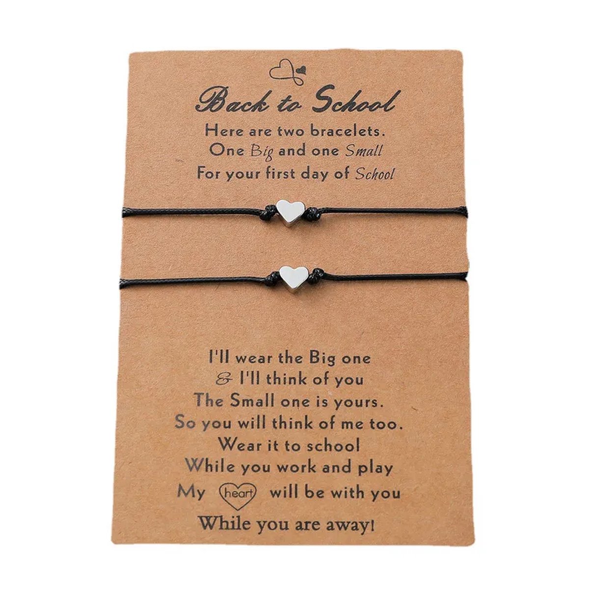 Vriendschapsarmbandjes voor 2 met Kleine Hartjes - Zwarte Bandjes - Back to School Cadeau - Terug naar School - Pax Amare