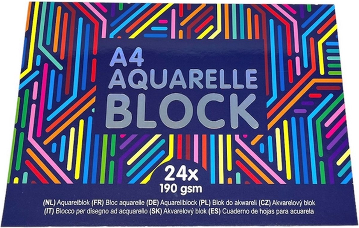 Aquarelblok A4 190 GSM 24X - Aquarelpapier - Aquarel Papier voor Aquarelverf en Aquarelpotloden