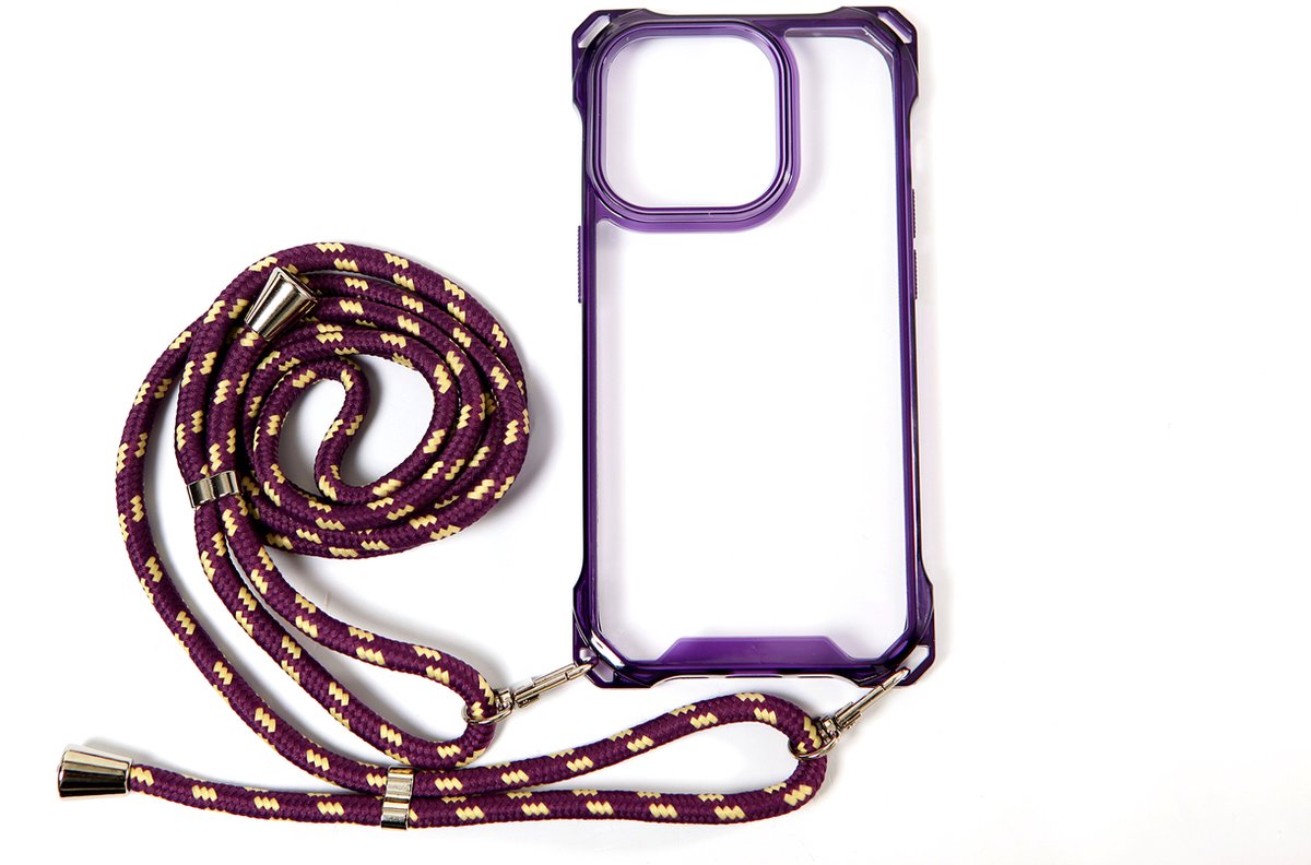 Hoesje geschikt voor iPhone 11 Pro - Backcover - Koord - Extra valbescherming - TPU - Paars