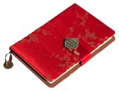 Carnet Chinois Yun Brocart - Journal - Agenda - Fleurs rouges - Hardcover avec fermeture magnétique - 22 x 15 cm - Couleur rouge.