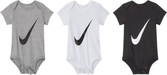 Nike 3-Piece Set - Pasgeboren Babyset - 3 Body's - Zwart/Wit/Grijs - 0 tot 6 Maanden