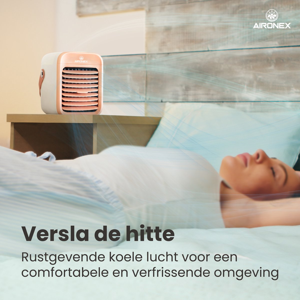 Aironex Draagbare Aircooler Roze – Draadloze Luchtkoeler met water tank – Luchtbevochtiger functie - Luchtkoeler geen airco –Tafelventilator - Ventilator Staand - Verhoog je productiviteit en nachtrust — afbeelding 7