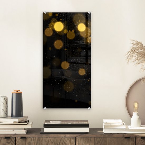 MuchoWow® Peinture sur verre 20x40 cm - Peinture sur verre - Or - Abstrait - Luxe - Zwart - Photo sur verre acrylique - Peintures
