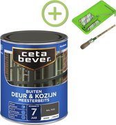 CetaBever Buiten Deur & Kozijn Meester Beits - Zijdeglans - RAL 7022 - 750 ml Inclusief 6 delige beitsset