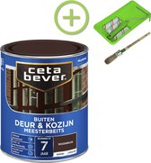 CetaBever Buiten Deur & Kozijn Meester Beits - Zijdeglans - Roodbruin - 750 ml Inclusief 6 delige beitsset