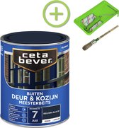 CetaBever Buiten Deur & Kozijn Meester Beits - Zijdeglans - Gelders Blauw - 750 ml Inclusief 6 delige beitsset