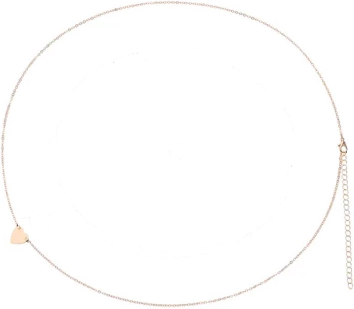 Belly chain - buik ketting - taille ketting - heupketting - boho - 76 + 11 cm - goudkleurig - Hartje