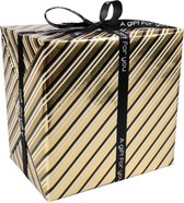 Cadeaupapier | 30cm | 200m | Party stripe | zwart/goud