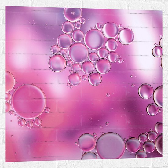 Muursticker - Bubbels in Roze Achtergrond - 80x80 cm Foto op Muursticker