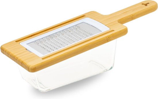 Just Vegan, Bamboo Veggi Dicer - Mandoline keukensnijder - 4 opzetstukken - Glas & Bamboe - Multifunctionele Groenresnijder - Uiensnijder