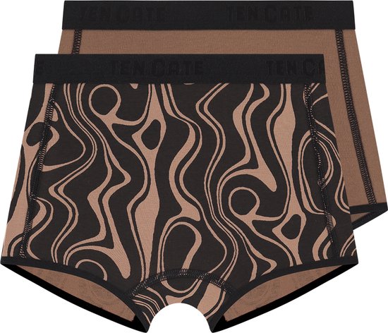 ten Cate Basics shorts seventies hazelnut 2 pack voor Meisjes | Maat 98/104