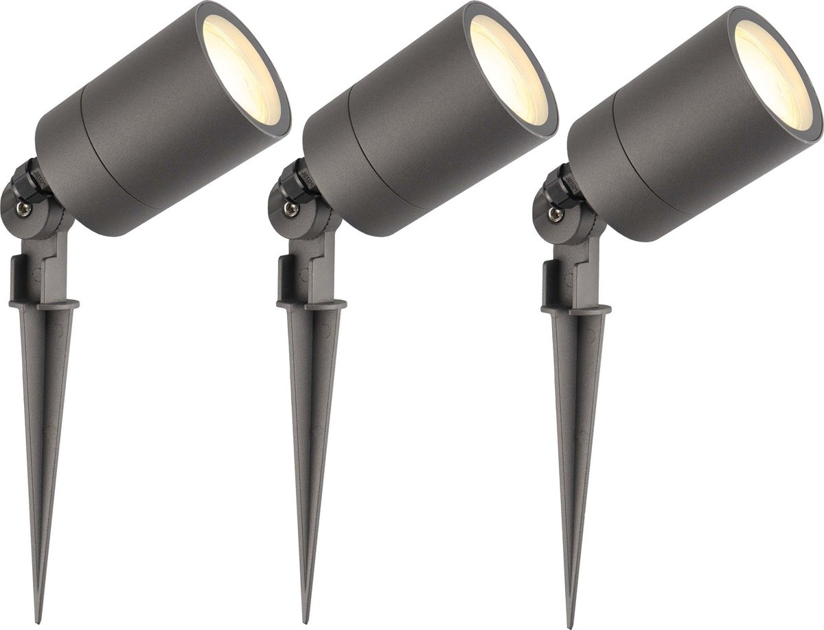 Ledvion - 3X LED Prikspots - Antraciet - IP65 - 5W - 2700K - 2M
