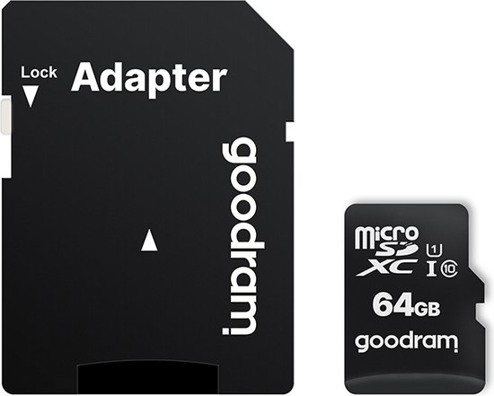 Micro SD kaart 64 GB - Geheugenkaart - SDXC - Class 10 - tot 100mb/s - incl. SD adapter