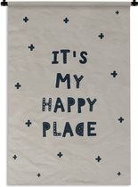 Wandkleed - Kinderkamer - Kinderen - My happy place - Quotes - Meisjes - Jongen - Kinderkamer decoratie - Katoen - Wandtapijt - 90x135 cm - Wanddoek - Babykamer - Muurdecoratie - Wandkleden - Tapestry - Muurkleed
