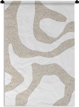 Wandkleed - Abstract - Terrazzo - Design - Beige - Wandtapijt - Wanddoek - Katoen - Wanddecoratie - 90x135 cm - Slaapkamer - Wandkleden - Muurkleed - Muurdecoratie - Tapestry