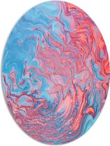 PVC Schuimplaat Ovaal - Mix van Blauwe en Rode Kleuren - 72x96 cm Foto op Ovaal (Met Ophangsysteem)