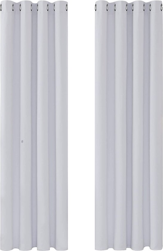 Verduisteringsgordijn met Ringen, Kant en Klaar, Kerst Gordijnen voor Slaapkamer, Woonkamer 140x260 cm (B x H), Grijswit, 2 stuks