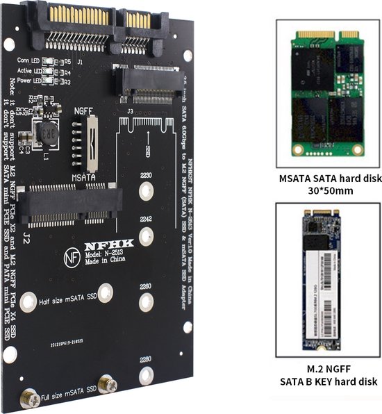 Boîtier Adaptateur SSD M.2 NGFF / MSATA Vers SATA III - Métal, Jusqu'à 4 To - Pour Windows/Mac/Linux