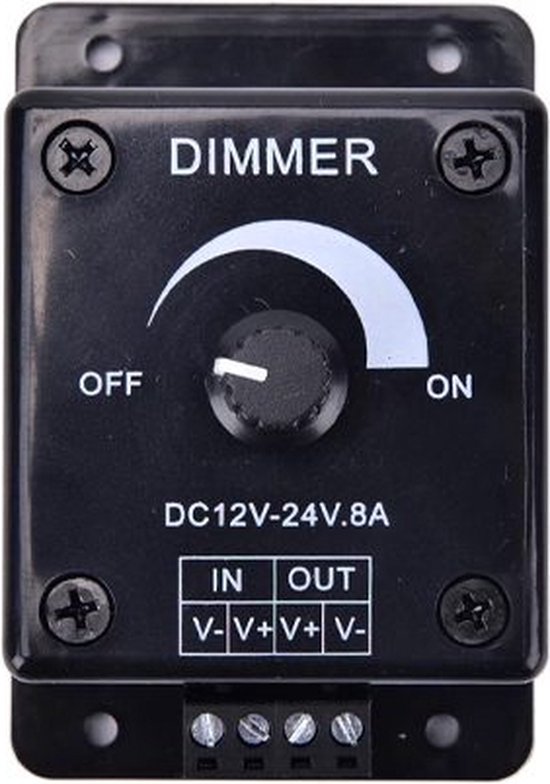 Vermogensregelaar / Dimmer - Opbouw Dimmer - 12-24V/8A - Zwart