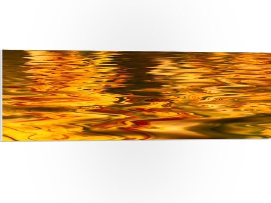 PVC Schuimplaat - Gouden Gloed over Rimpelig Water - 90x30 cm Foto op PVC Schuimplaat (Met Ophangsysteem)