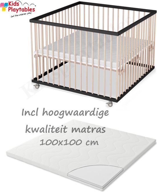 SÄMANN® Baby Box Premium 100x100 met matras Zwart-Naturel en in hoogte  Verstelbare... | bol.com
