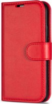 Hoesje Geschikt voor Samsung Galaxy S21 FE wallet case/hoesje/ book case met pasjeshouder hoge kwaliteit kleur Rood