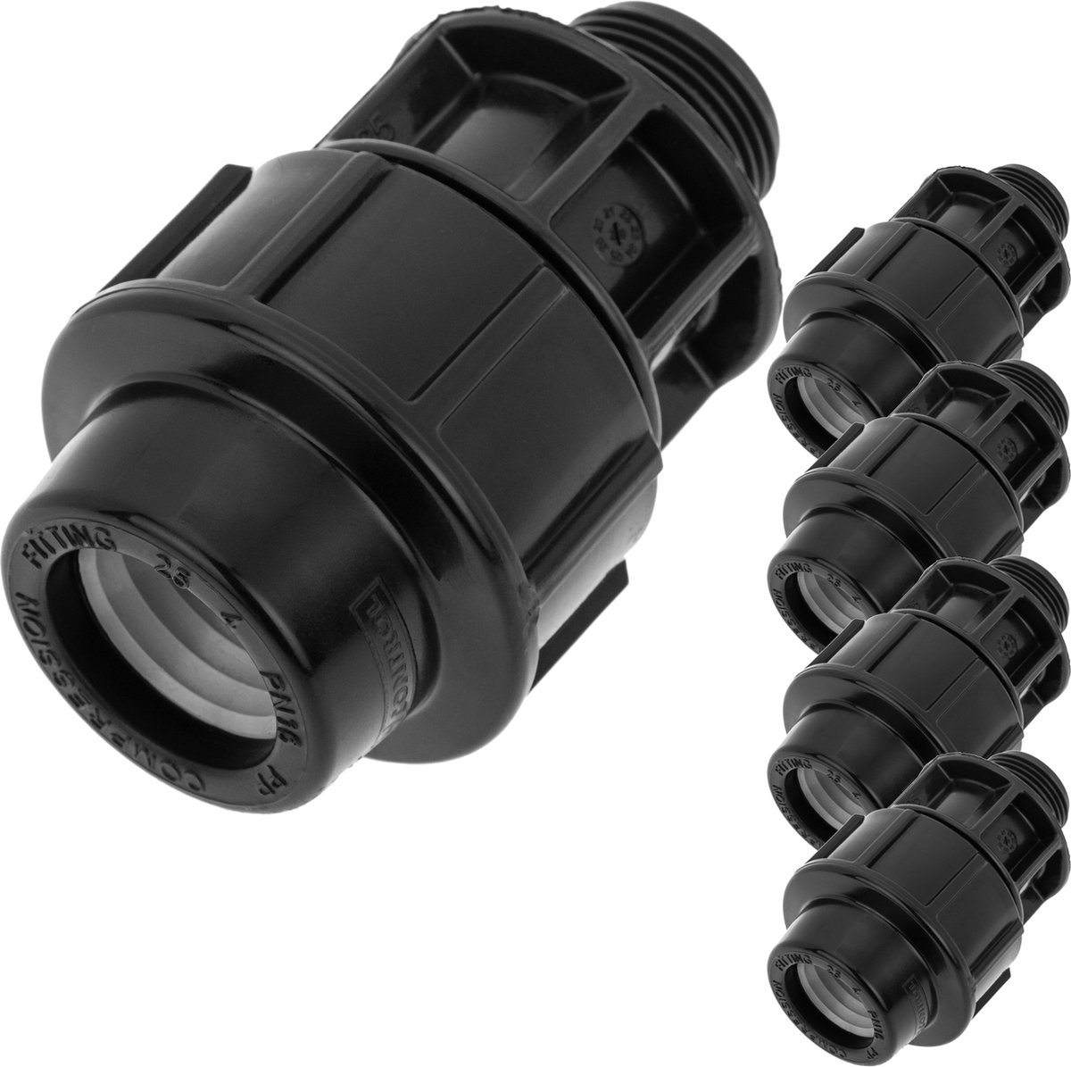 PrimeMatik - Set van 5 polyethyleen eindunits met buitendraad 32 mm x 1“ voor irrigatiesysteem