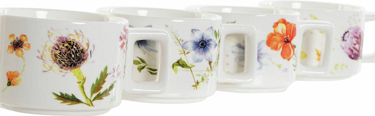 Set van koffiekopjes DKD Home Decor Metaal Dolomite (13 x 9,5 x 6,5 cm) (4 pcs) (260 ml)