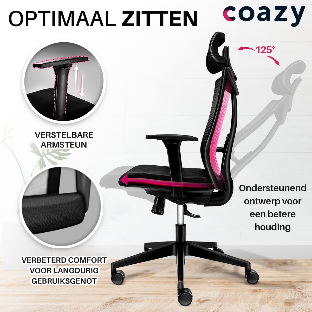 Primy Tekenstoel, hoge bureaustoel met opklapbare armleuningen, ergonomische computerstaande bureaustoel met lendensteun en verstelbare voetsteunring (wit